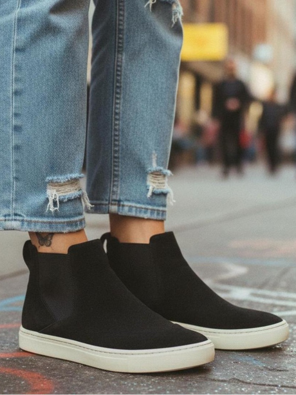 Vince Black Slip-On High-Top Sneakers with White Sole 8 suede Chelsea boots